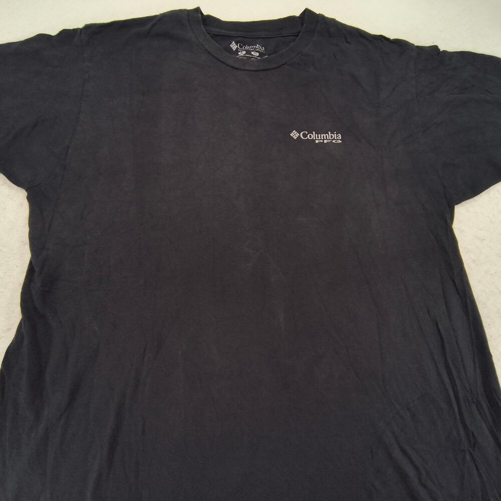 Columbia Short Sleeve Crew Neck Graphic T Shirt Mens Size XL Black White
